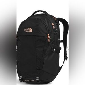 The North Face Black Backpack Durable Everyday Essential- Rose Gold